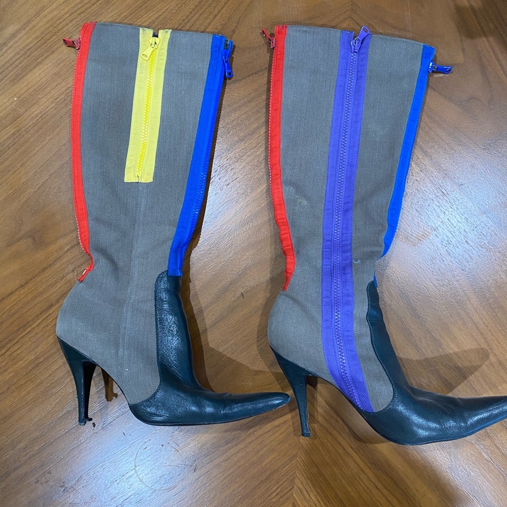 D&G Multicolor Zipper Heeled Boots